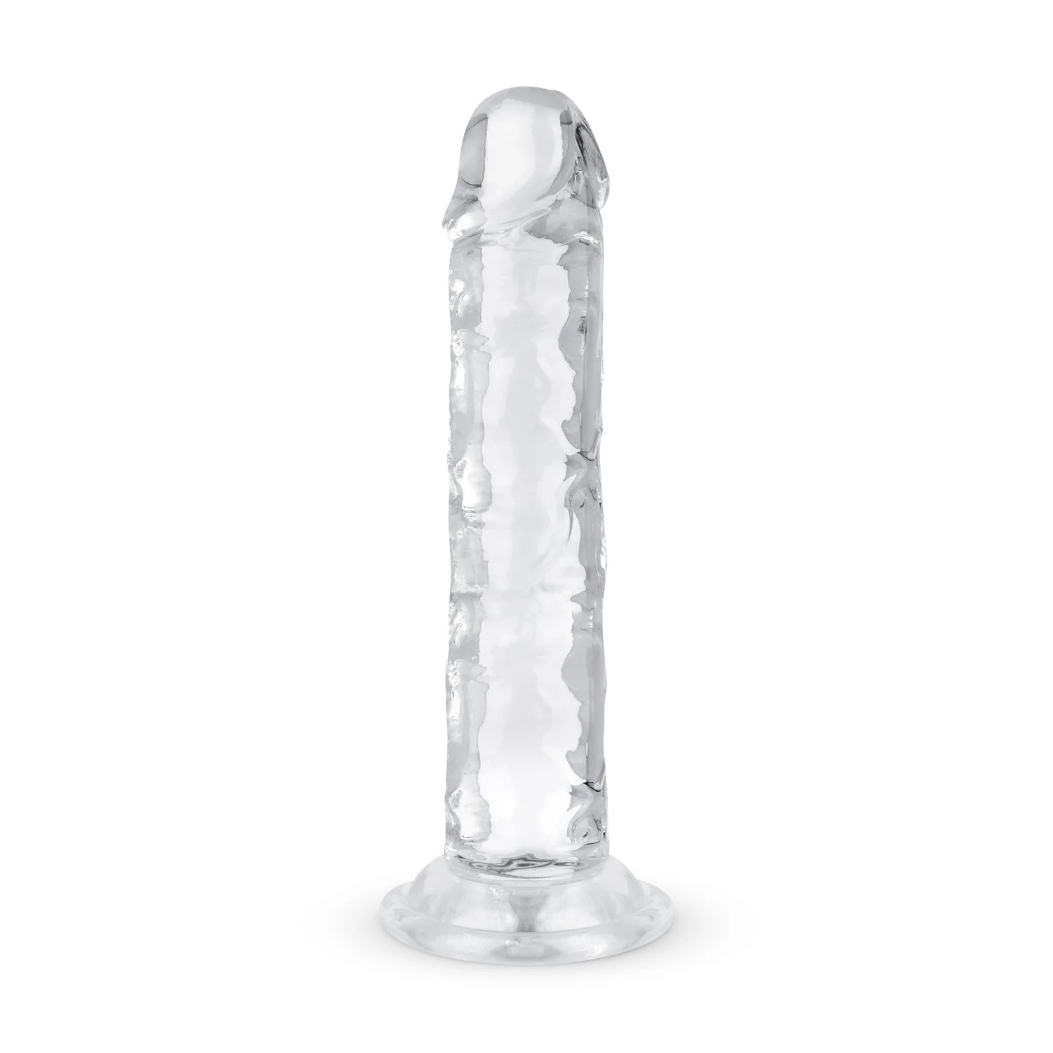 Dildo mit Saugnapf ohne Hoden, durchsichtig, 14 cm, mit geädertem Schaft