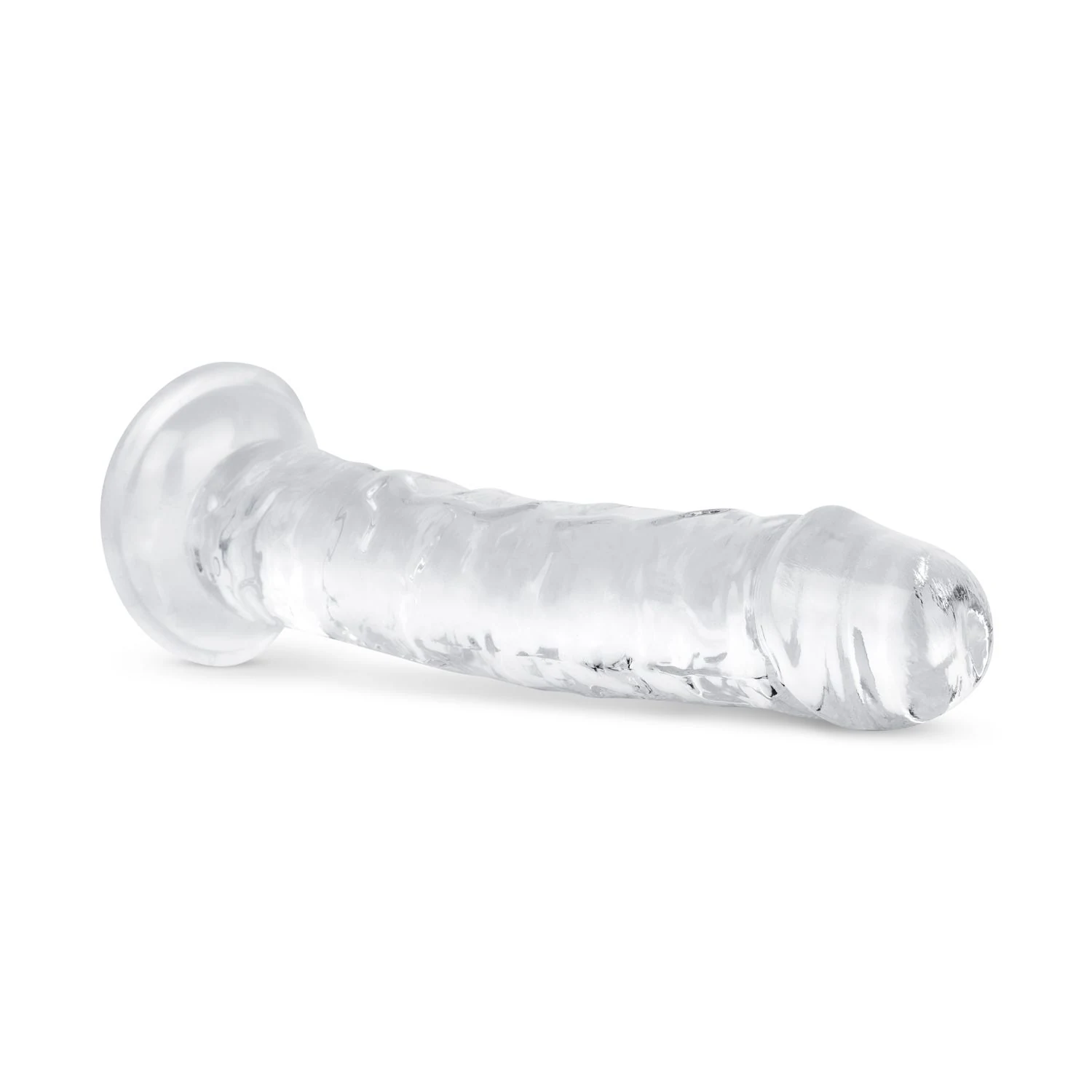 Klarer Jelly Dildo ohne Hoden mit Saugnapf an der Basis