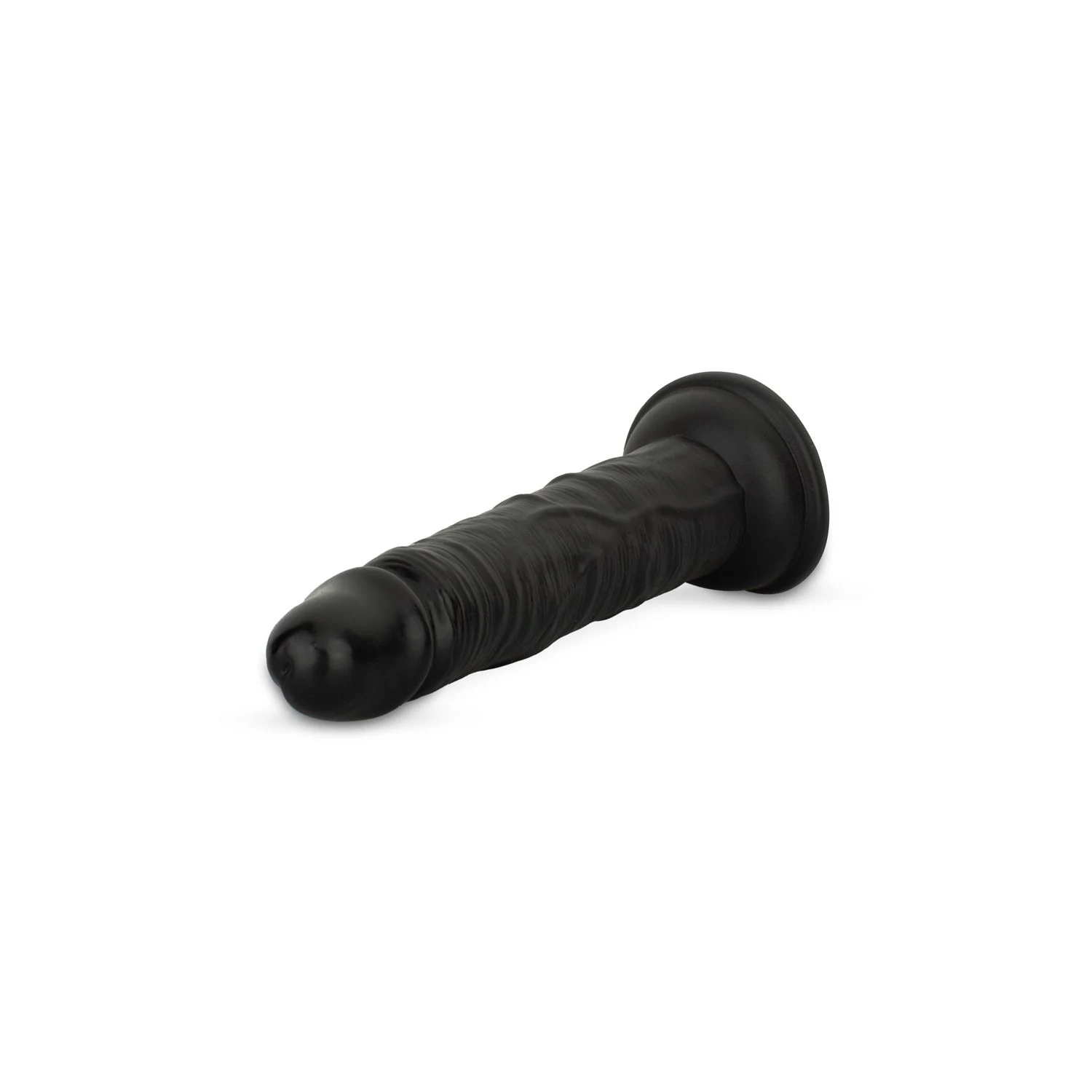 Dildo 12 cm Schwarz mit Saugnapf und Venenstruktur