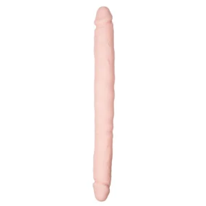Beiger Doppeldildo aus Silikon mit zwei realistisch geformten Enden
