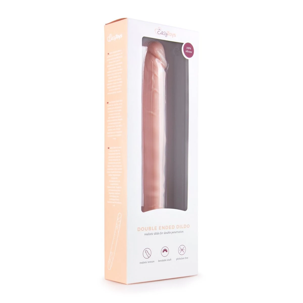 Toys Dildo mit zwei Enden, runder Eichel und sichtbaren Adern am Schaft