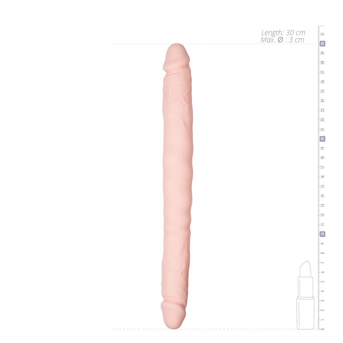 Flexibler Doppeldildo aus Silikon in Beige für beidseitige Verwendung