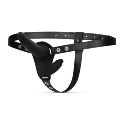Schwarzer doppelseitiger Strap-On-Dildo von Toys Fetish mit verstellbarem Harness