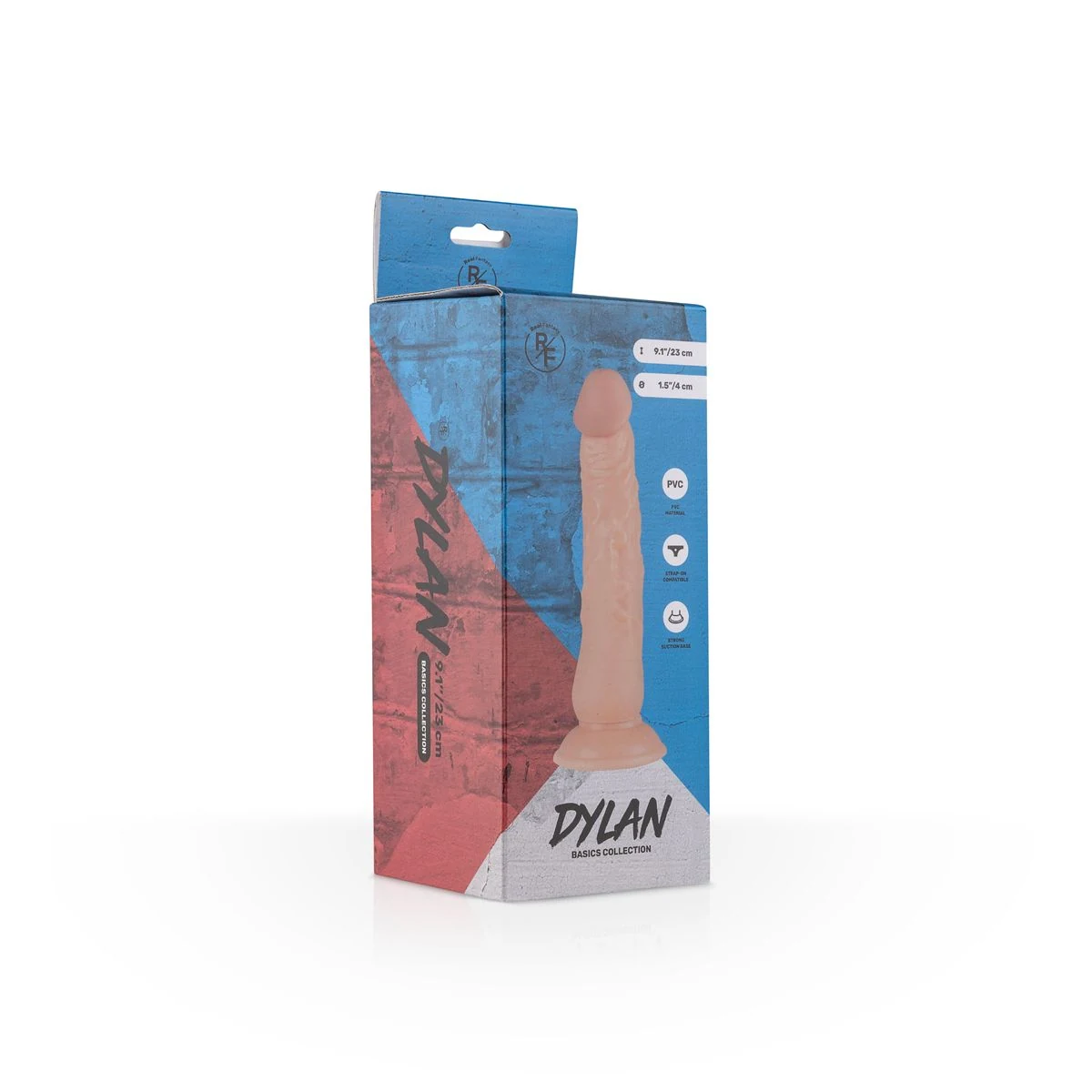 Wasserfester Dylan Dildo mit Saugnapf für glatte Oberflächen
