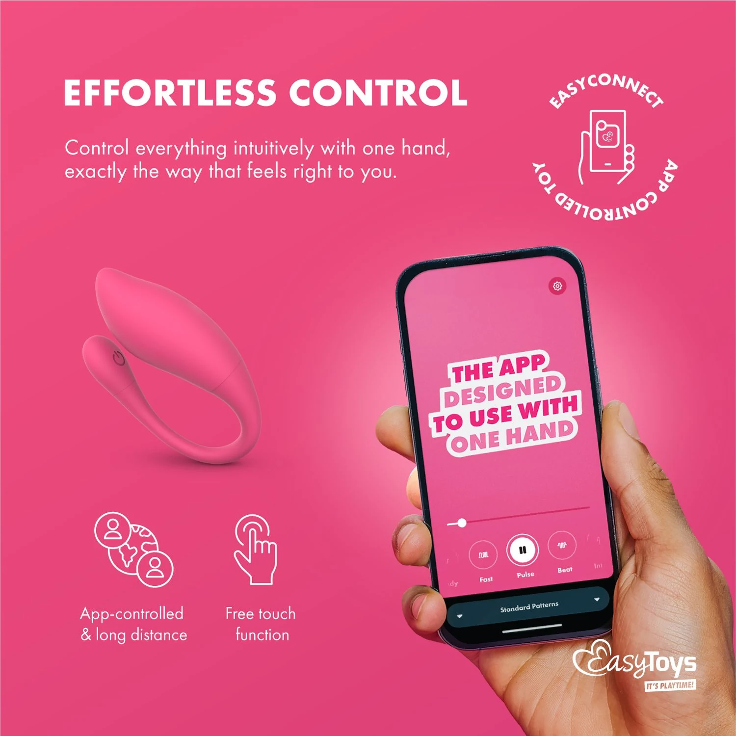 Rosa EasyConnect Vibrator-Ei aus Silikon mit Smartphone-App-Steuerung