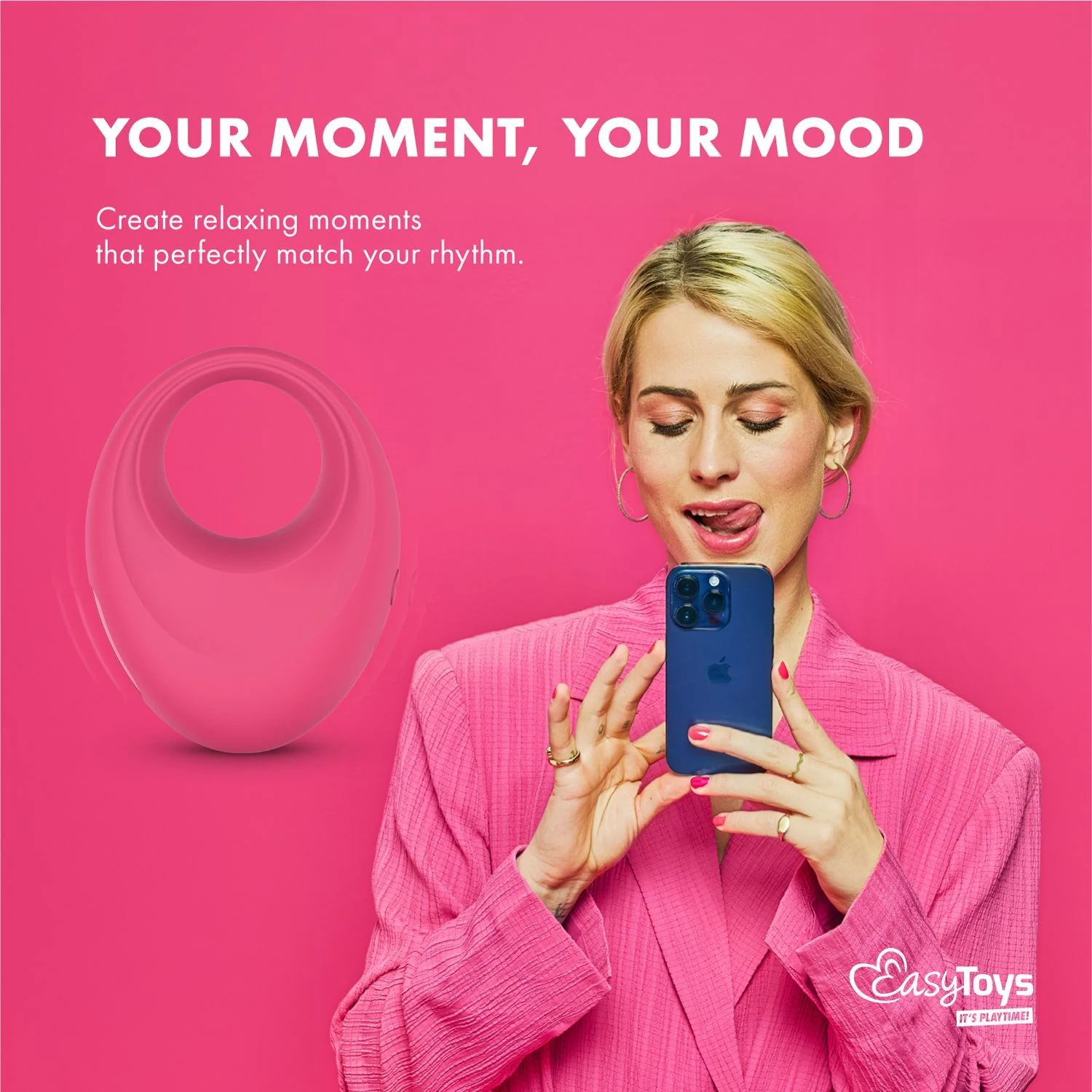 Rosa Penisring mit Vibration für Penis- und Klitorisstimulation