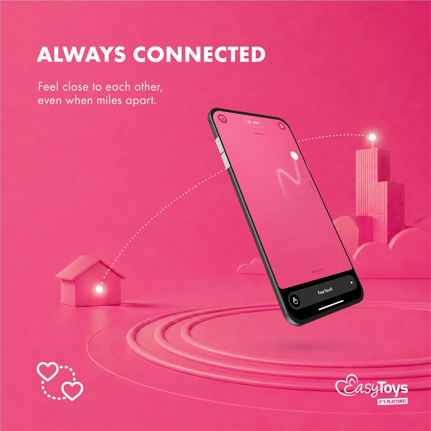 EasyConnect Leo Vibrationsring aus ABS und Silikon in Rosa