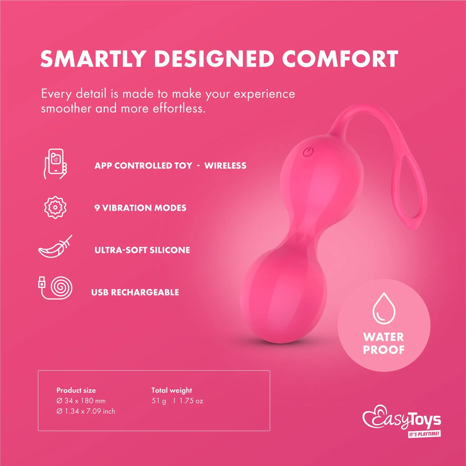 App-gesteuerte Liebeskugeln Stella mit 9 Vibrationsmustern von EasyConnect