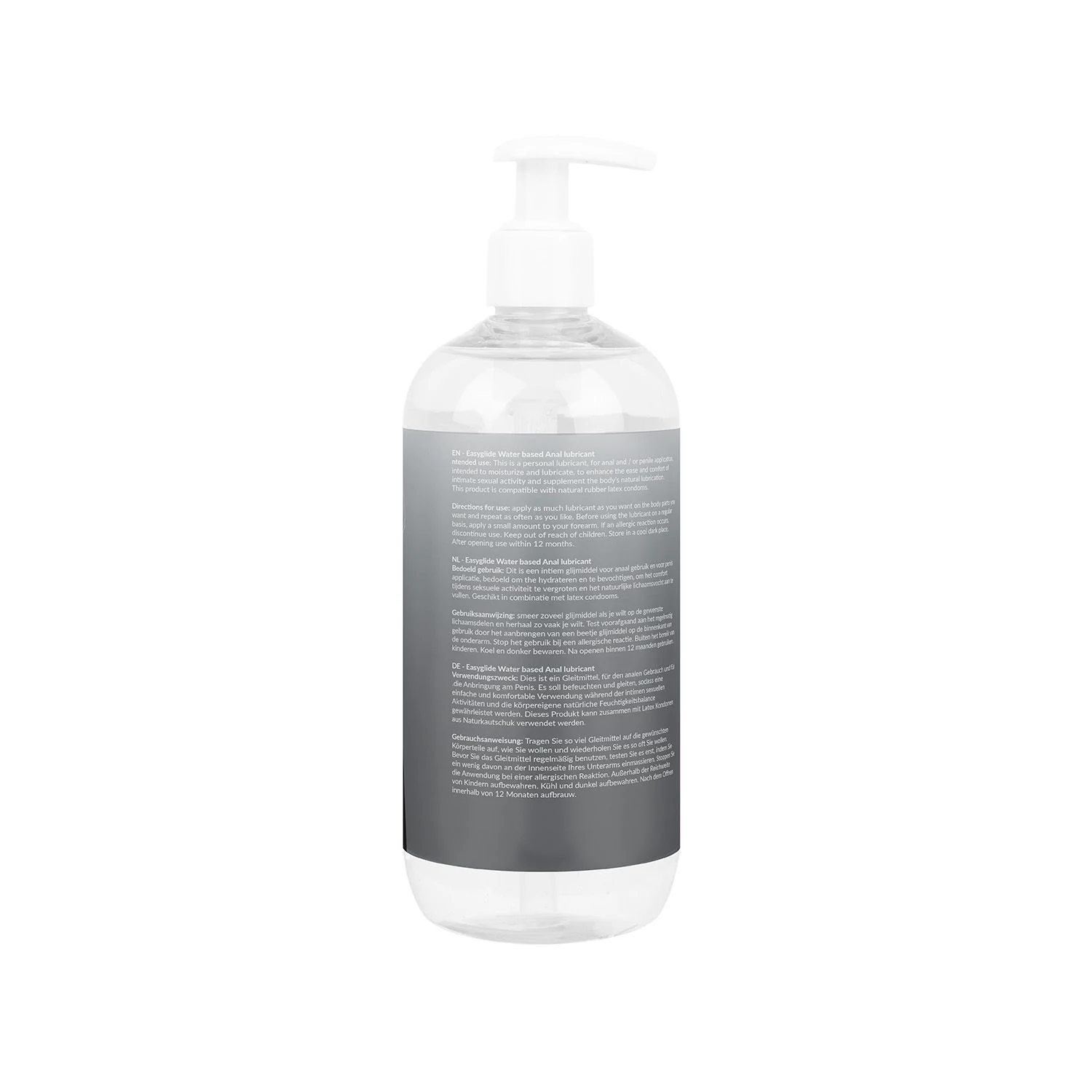 Transparentes EasyGlide Anal Gleitgel 500 ml, vegan und unisex geeignet