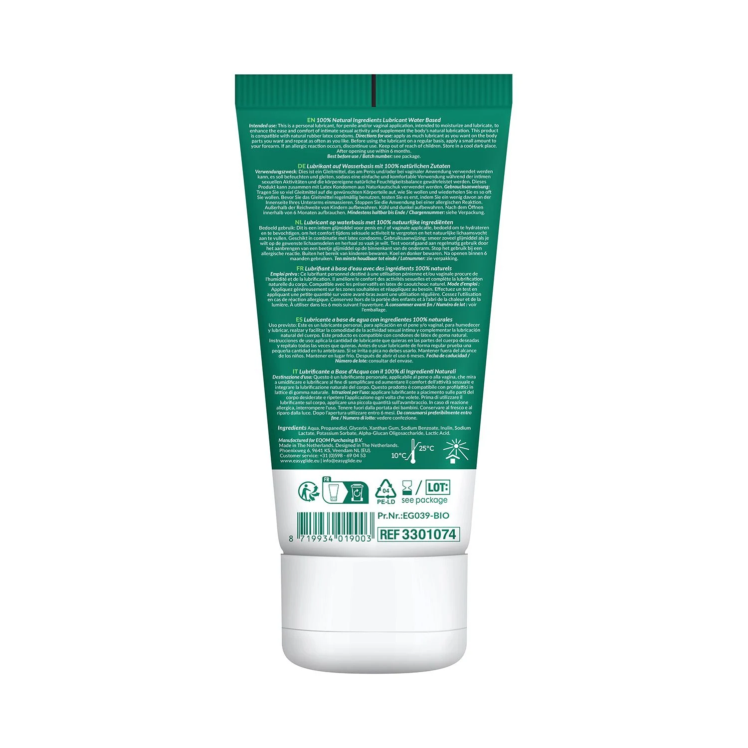 Bio Gleitmittel von EasyGlide mit natürlicher Formel auf Wasserbasis