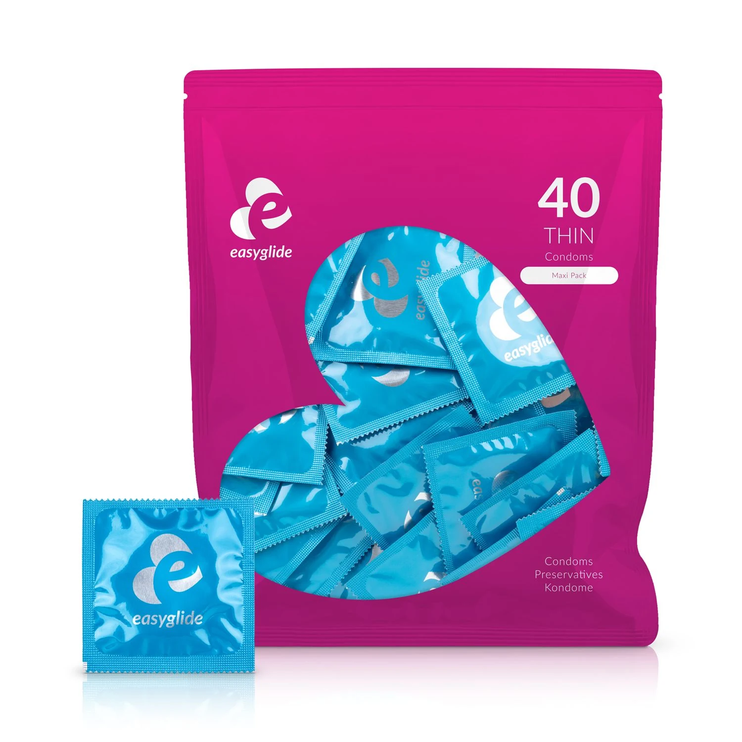 EasyGlide Extra dünne Kondome 40 Stück in der Produktverpackung