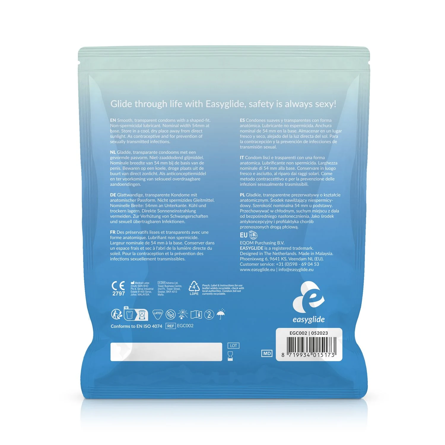 Packung EasyGlide Original Kondome mit 40 Standard-Kondomen, anatomisch geformt