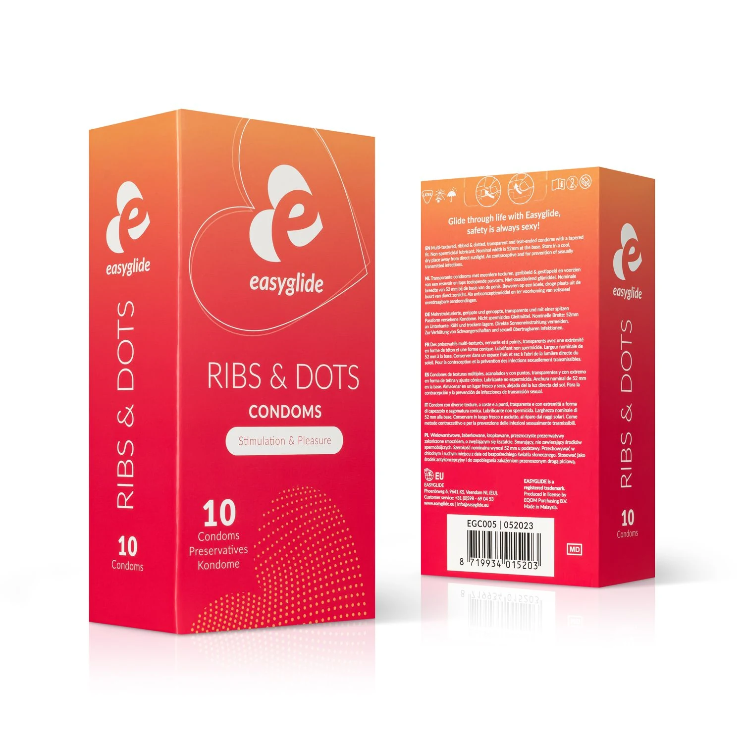 EasyGlide Ribs and Dots Kondome mit Reservoir und anatomischer Form