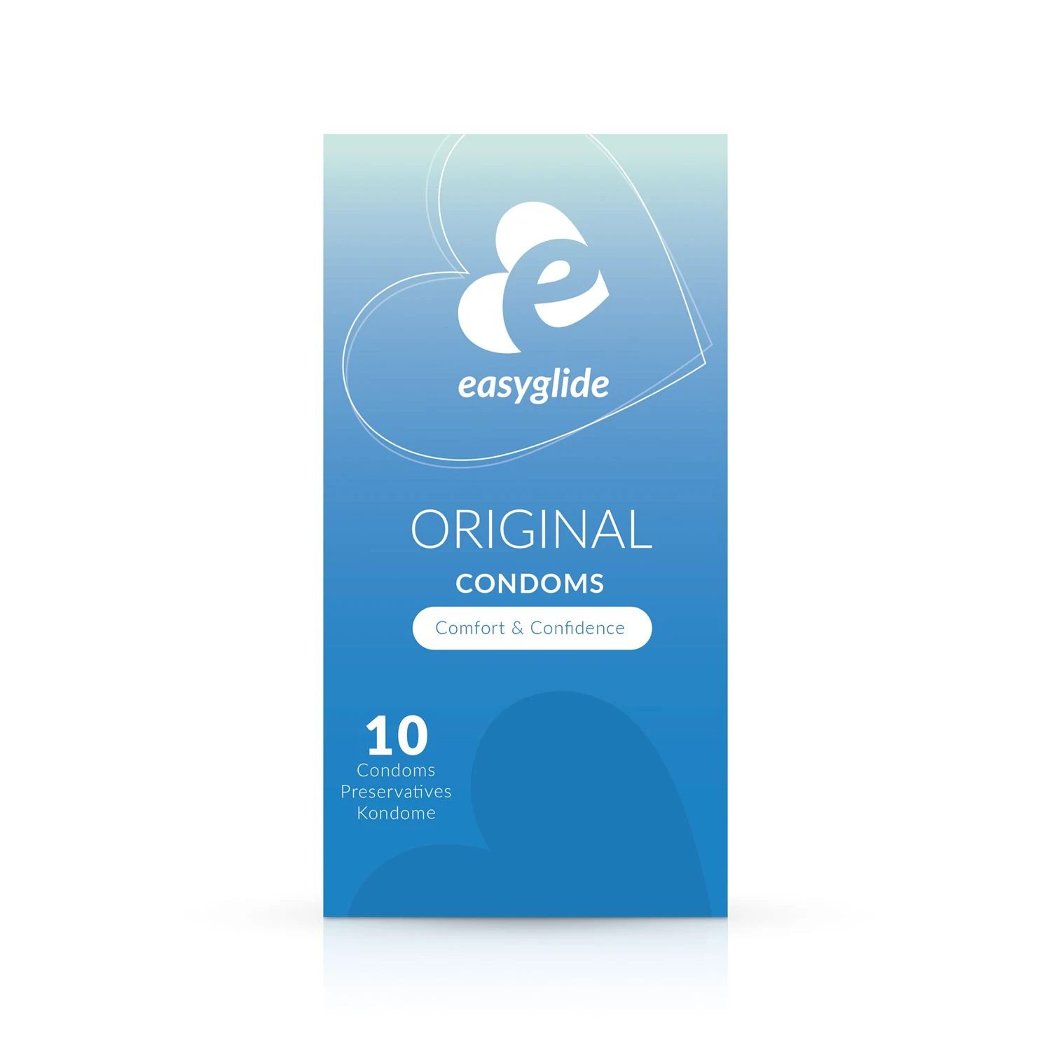 EasyGlide Kondome Original 10 Stück in Verpackung, anatomisch geformt mit Reservoir
