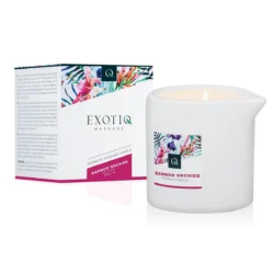 Exotiq Massagekerze Bamboo Orchids 200 g im Kerzenhalter aus Stein mit Ausguss