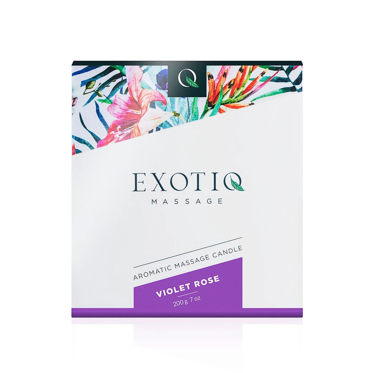 Luxuriöse Massagekerze Violet Rose von Exotiq für entspannende Massagen