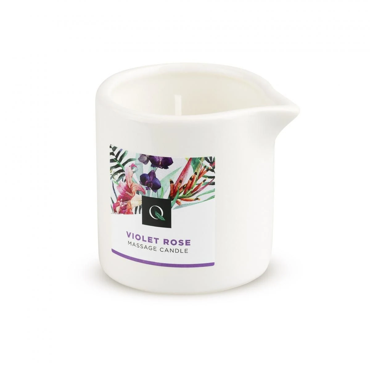 Exotiq Violet Rose Massagekerze mit Ausguss am Kerzenhalter
