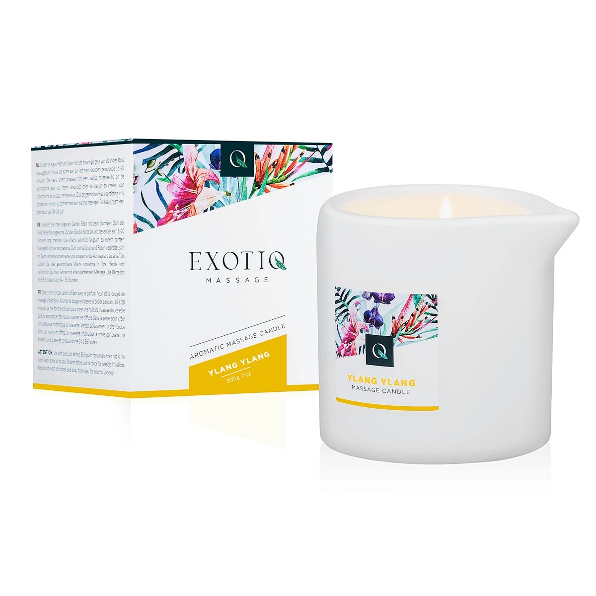 Exotiq Massagekerze Ylang Ylang 200 g im Kerzenhalter aus Stein mit Ausguss