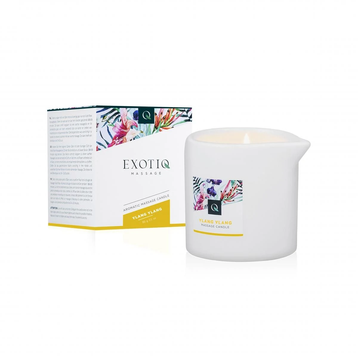 Exotiq Massagekerze Ylang Ylang 60 g im Kerzenhalter aus Stein mit Ausguss