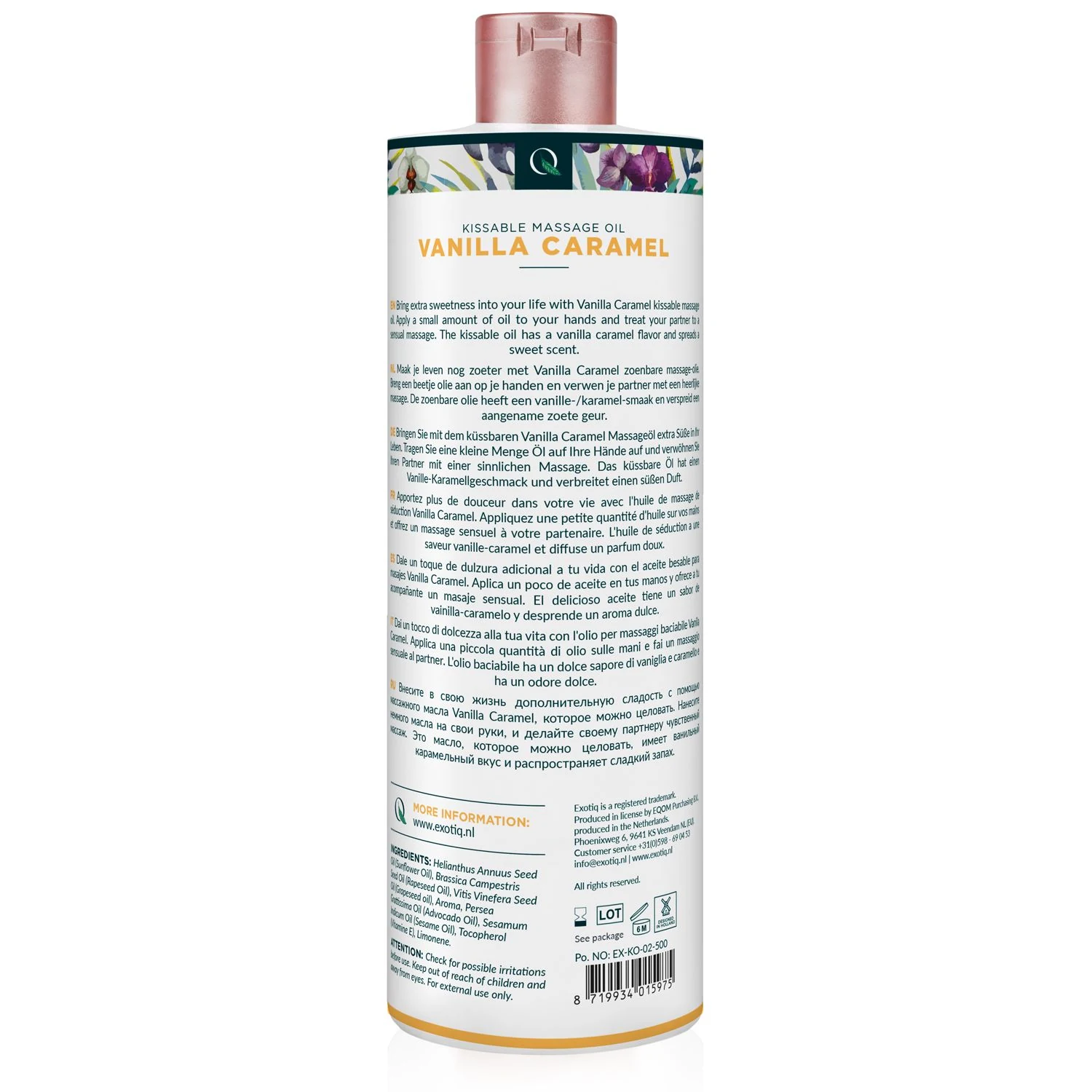 Exotiq Vanilla Caramel Massageöl 500 ml mit Vanille- und Karamelduft