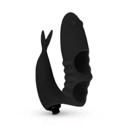 Fingervibrator Schwarz mit flexibler Silikonhülle für zusätzliche Stimulation