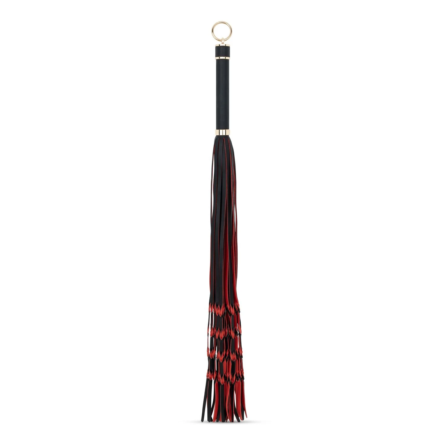 Schwarz-rote Flogger Peitsche von Toys Fetish Collection aus PU-Leder und Metall