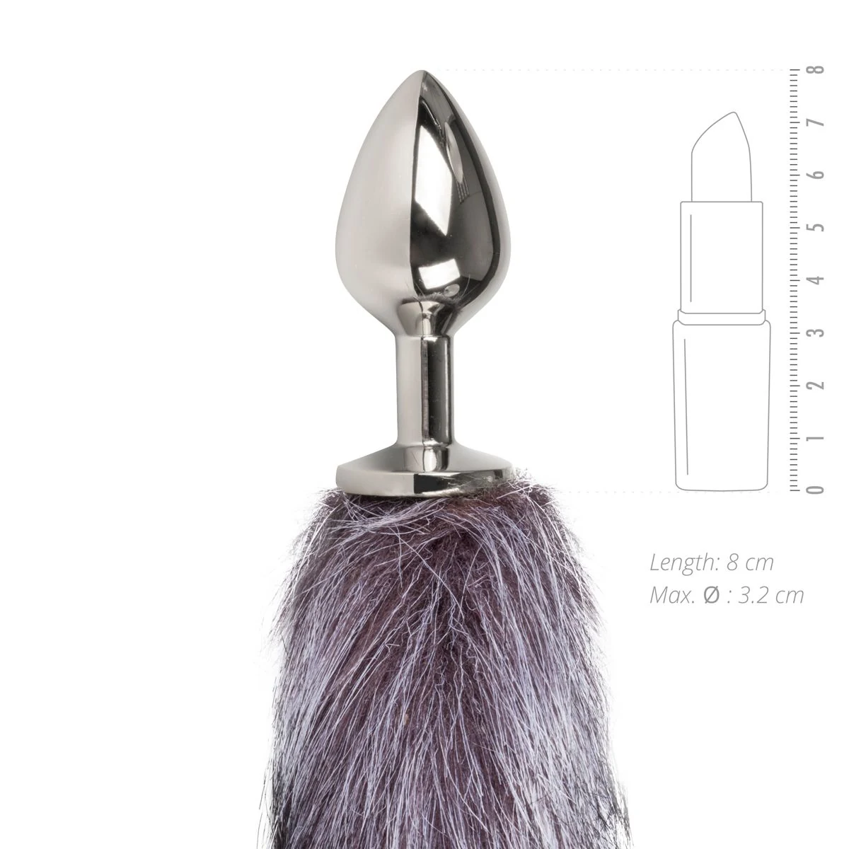 Toys Fetish Fuchsschwanz Plug m in Silber mit schlankem Hals