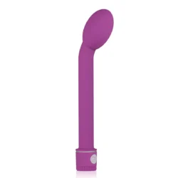 Lila G-Punkt-Vibrator mit gebogener Spitze und Drehknopf an der Basis