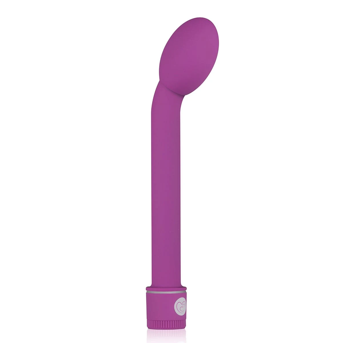 Lila G-Punkt-Vibrator mit gebogener Spitze und Drehknopf an der Basis