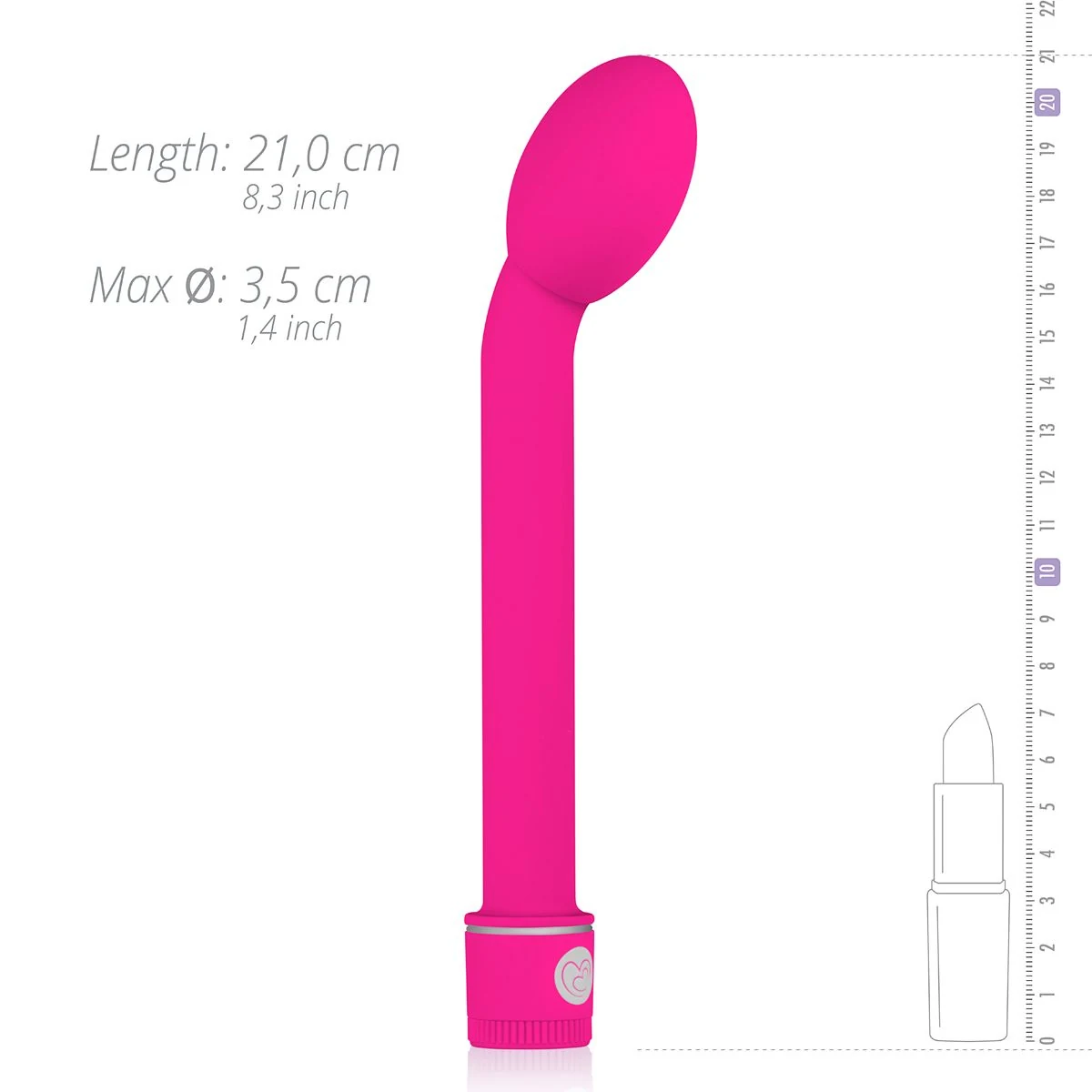 Rosa Vibrator mit 35 mm maximalem Durchmesser und 180 mm Einführtiefe