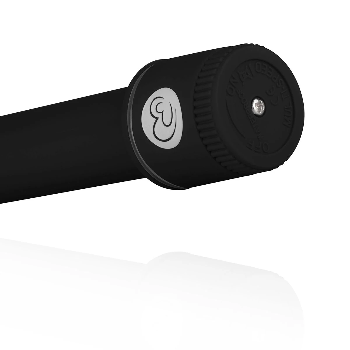 Schwarzer Vibrator mit Drehknopf zur stufenlosen Steuerung der Vibration