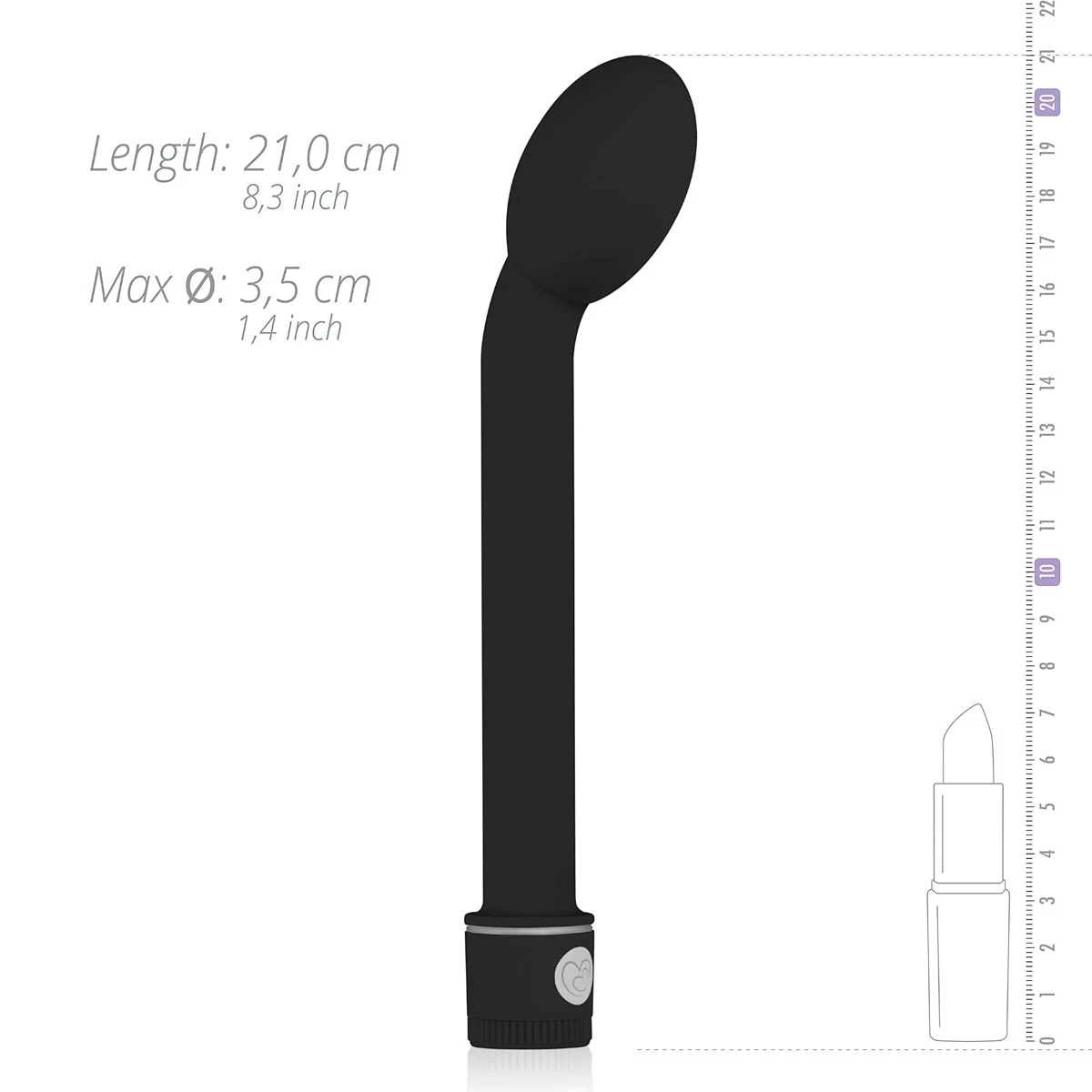 G-Punkt-Vibrator Schwarz mit 210 mm Länge und 180 mm Einführtiefe