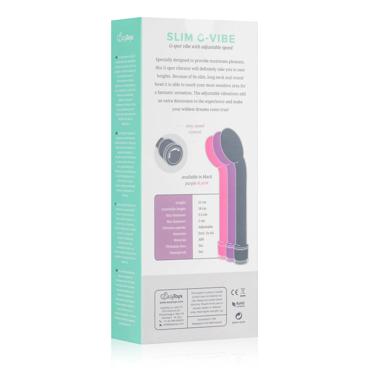 Spritzwassergeschützter G-Punkt-Vibrator Schwarz für Wasserbasis-Gleitmittel