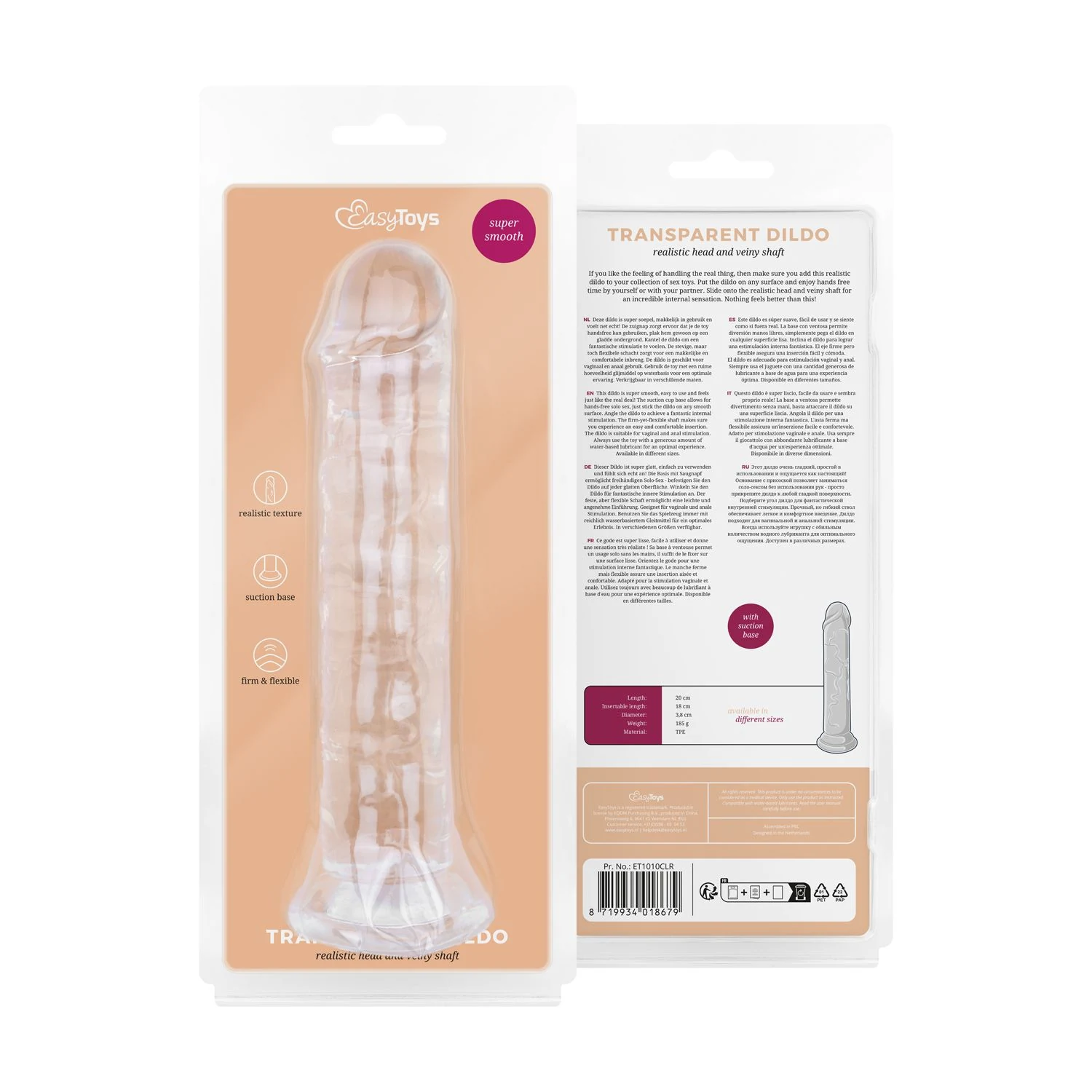 Dildo mit Saugnapf für Beginner, transparent und flexibel