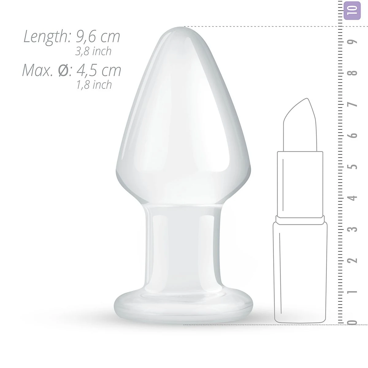 Gildo Glasanalplug No. 25 mit glatter Oberfläche für Analstimulation