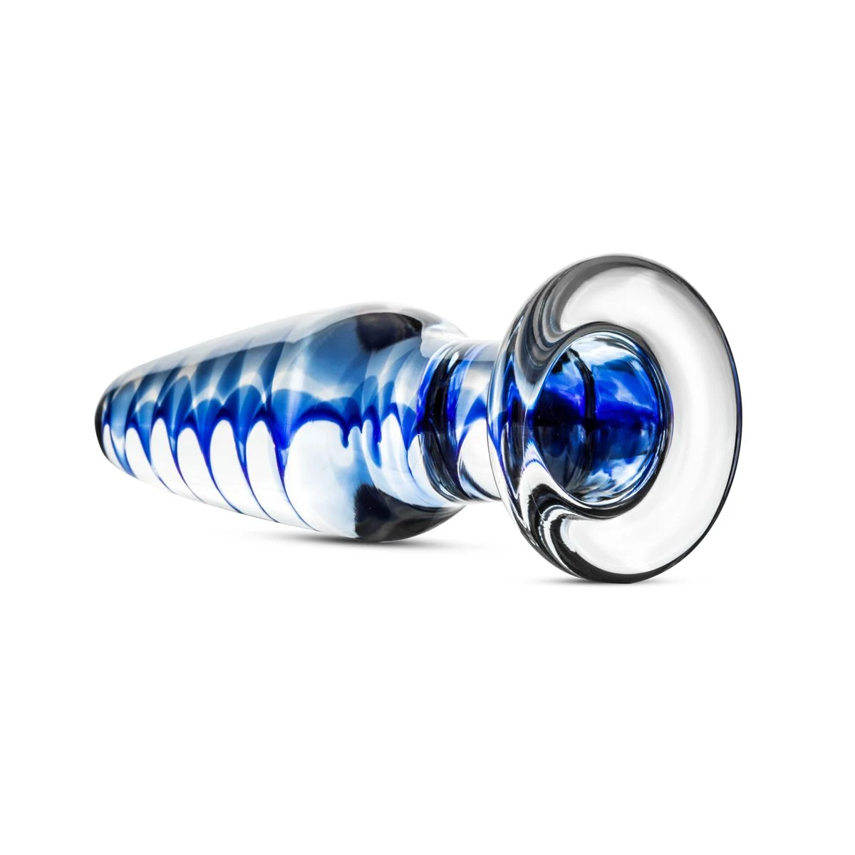 Transparenter Glas Analplug von Gildo mit glattem Schaft und Spiraldetail