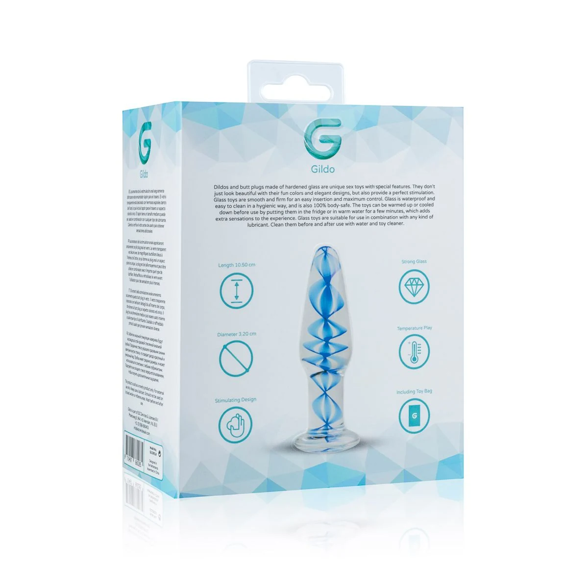 Gildo Anal Toy aus transparentem Glas, Länge 105 mm und Durchmesser 32 mm