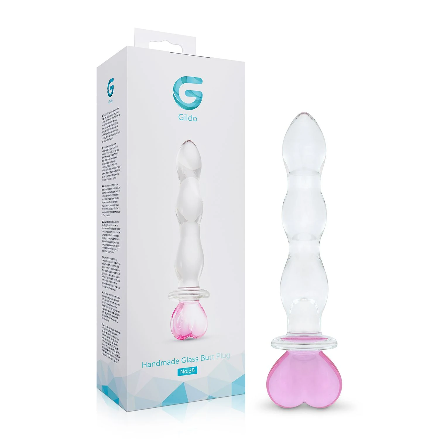 Gildo No. 35 Glas Dildo Herzform mit abgerundeten Kugeln in zunehmender Größe