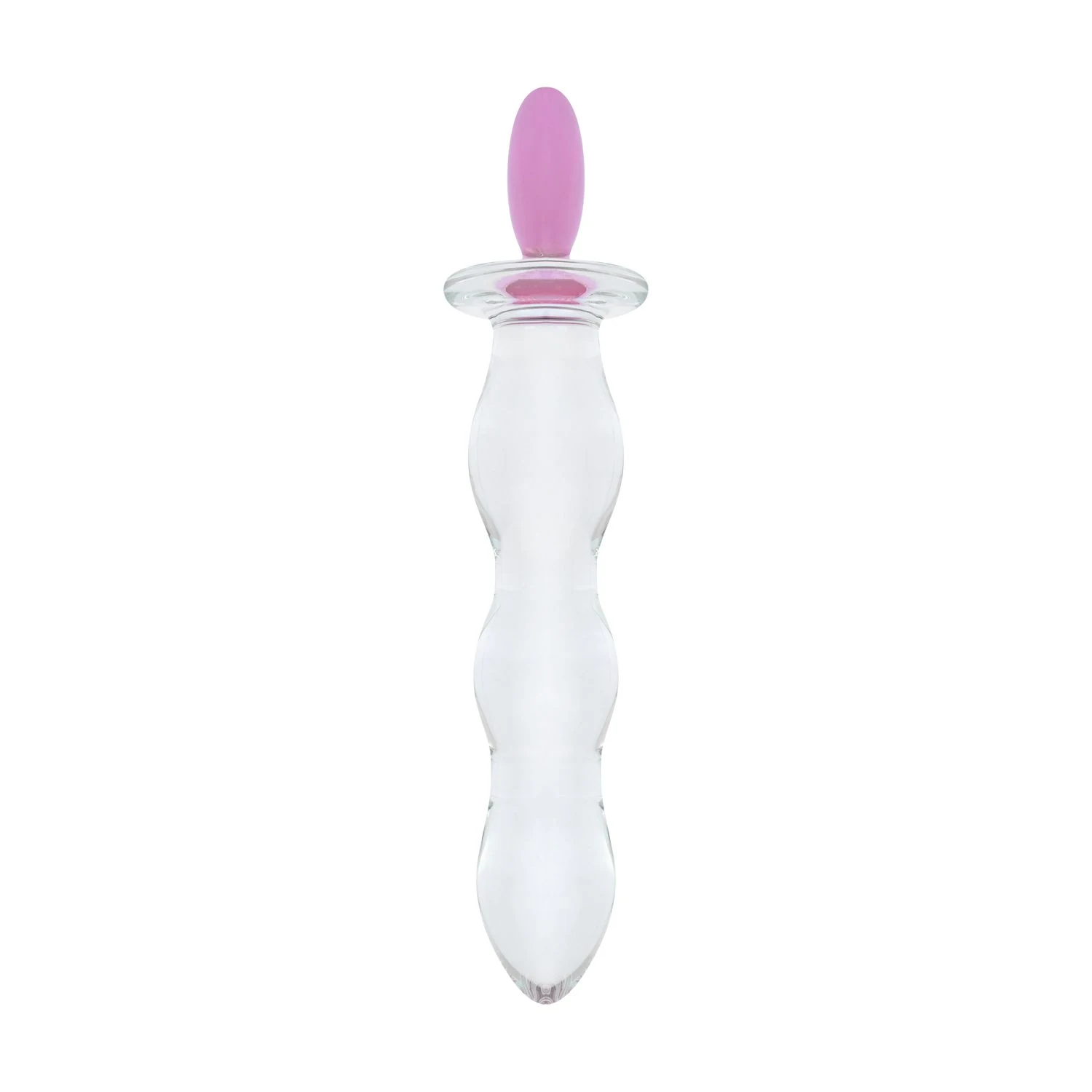 Glas Dildo in Rosa mit herzförmiger Basis für stabilen Halt
