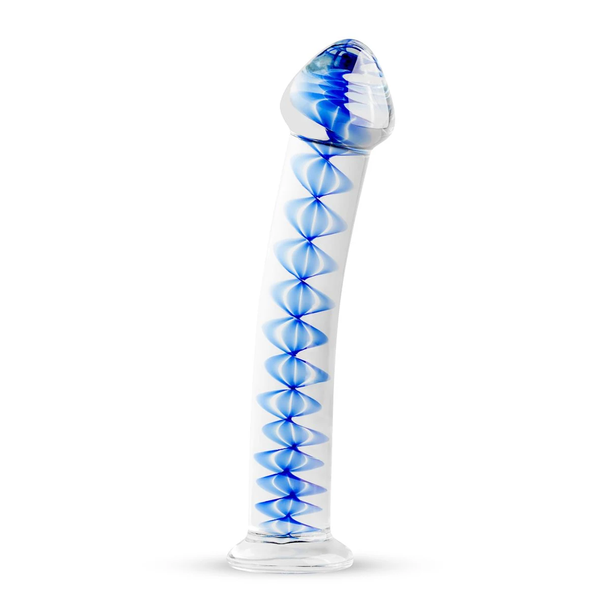 Gildo Glasdildo No.4 transparent mit blauen Spiralen, 17,5 cm Länge