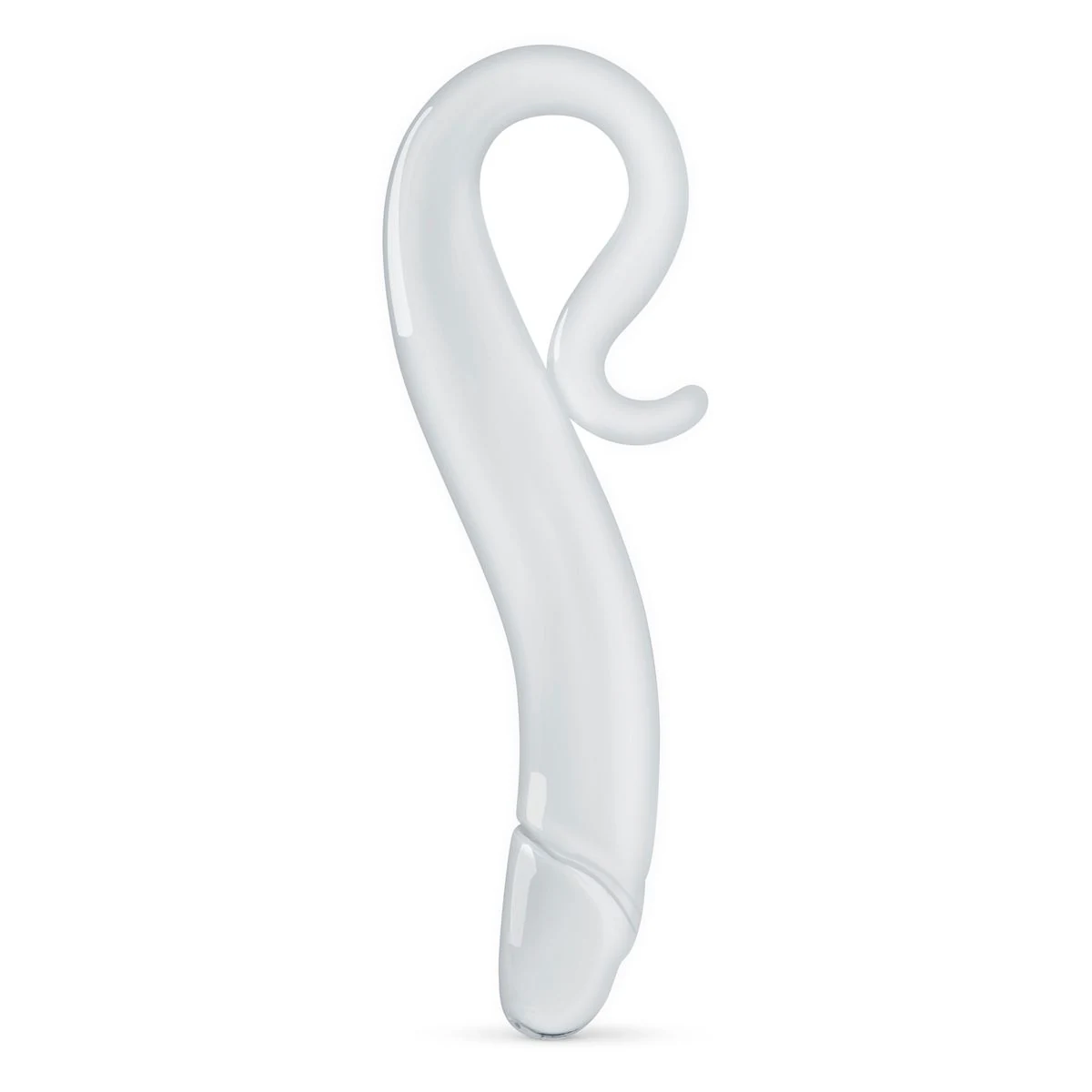 Gildo Glasdildo 18 cm transparent mit gebogener Spitze und geformtem Griff