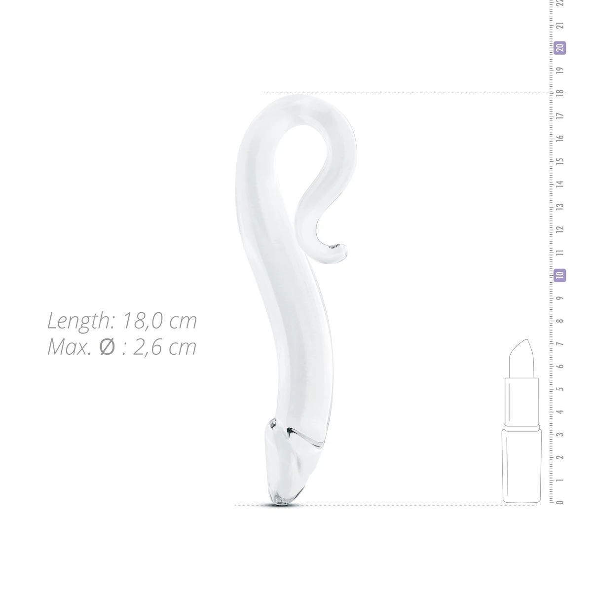 Gildo Glasdildo mit gebogener Spitze für G-Punkt- und Prostata-Stimulation