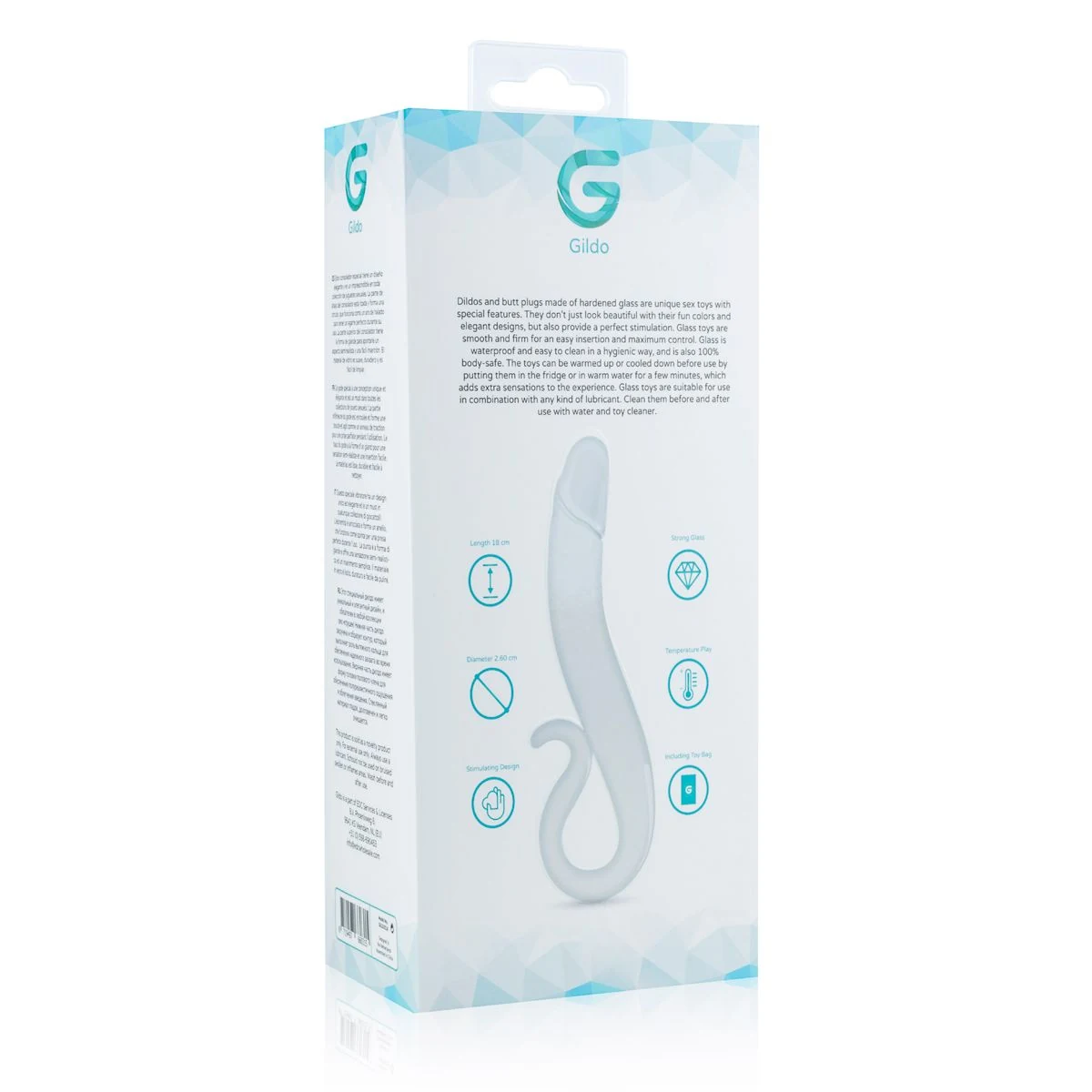 Gildo Glasdildo Nr. 14, 180 mm lang, transparent und extra glatt