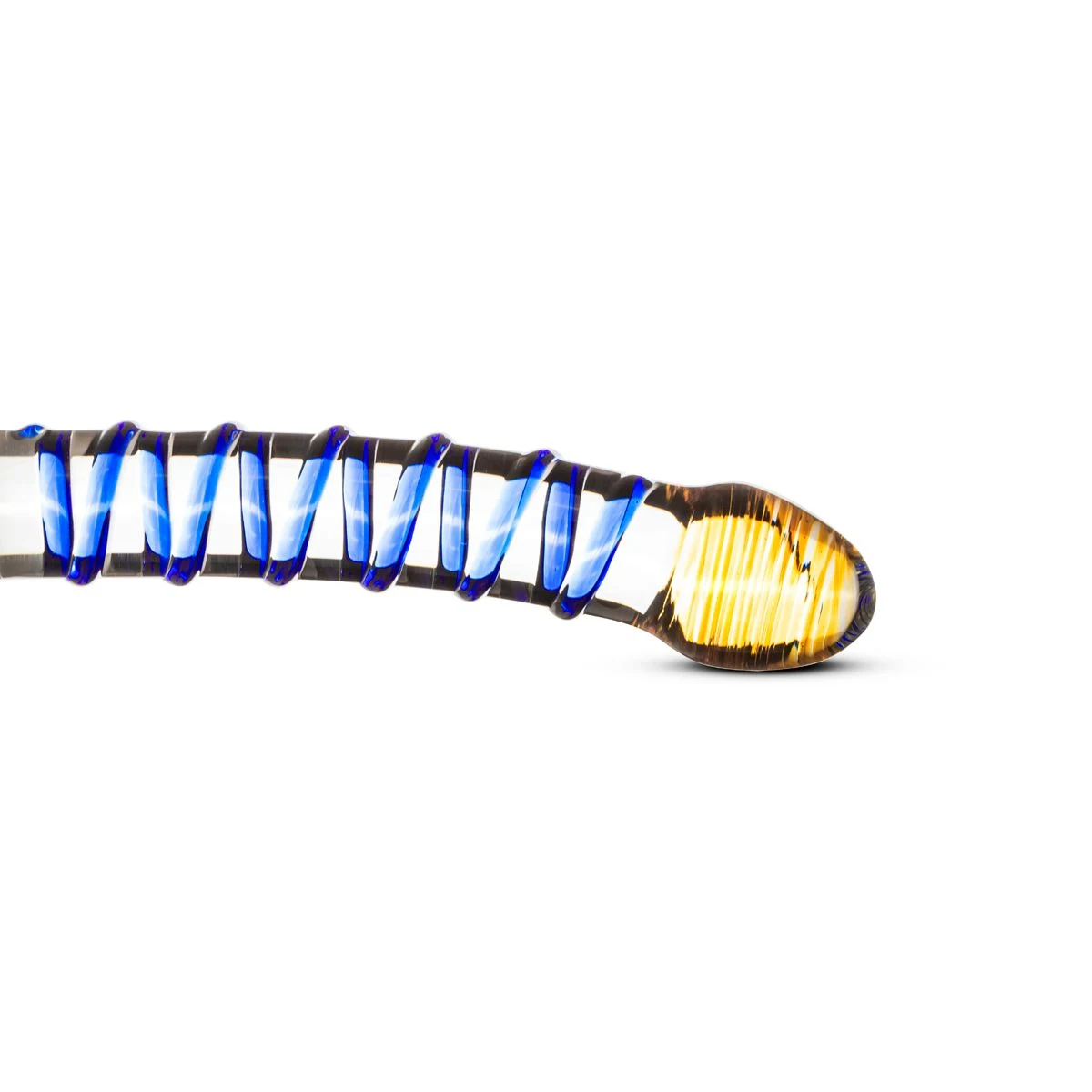 Transparenter Glasdildo von Gildo mit gebogenem Schaft und flacher Basis