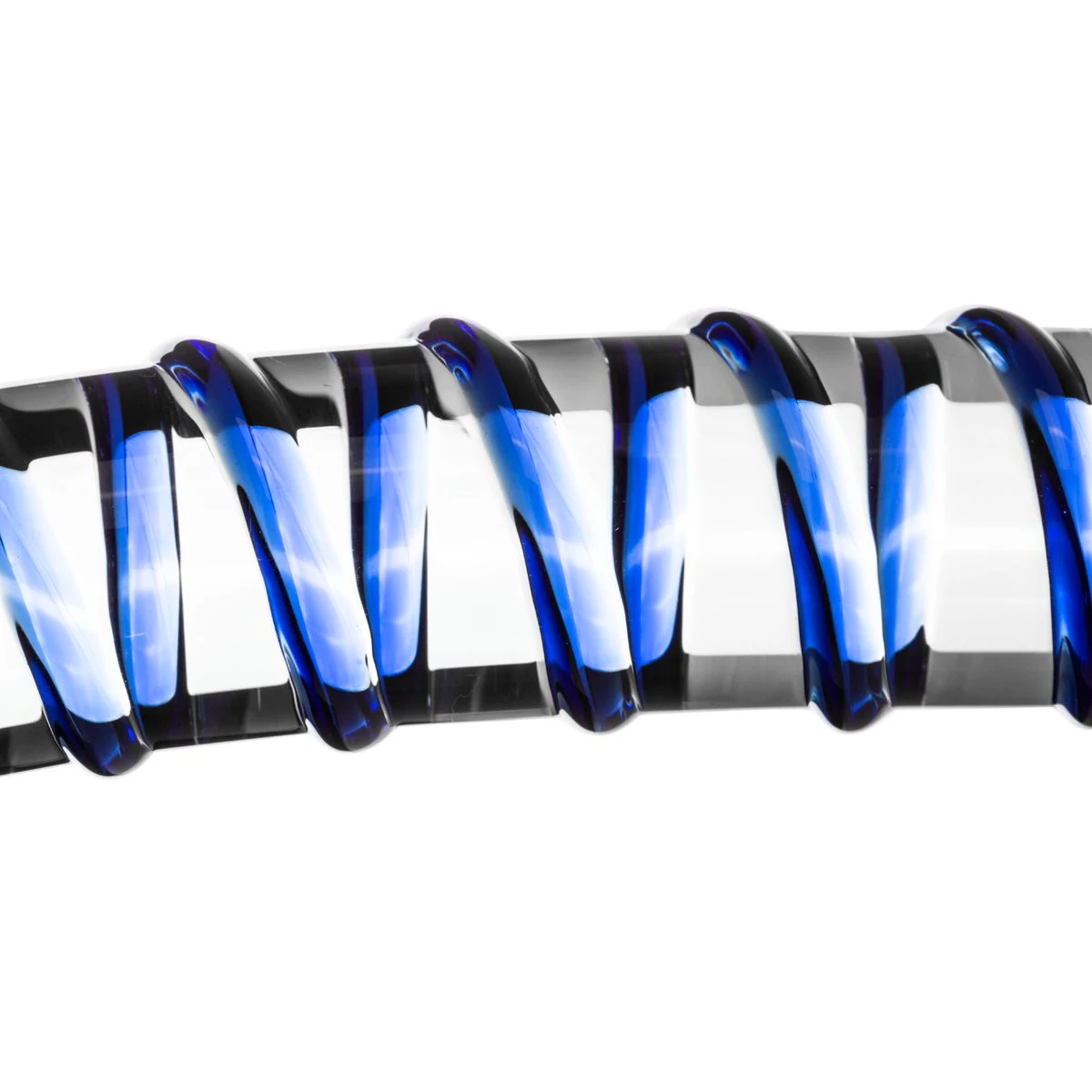 Gildo Dildo aus Glas mit blauen Rippen am Schaft für zusätzliche Stimulation
