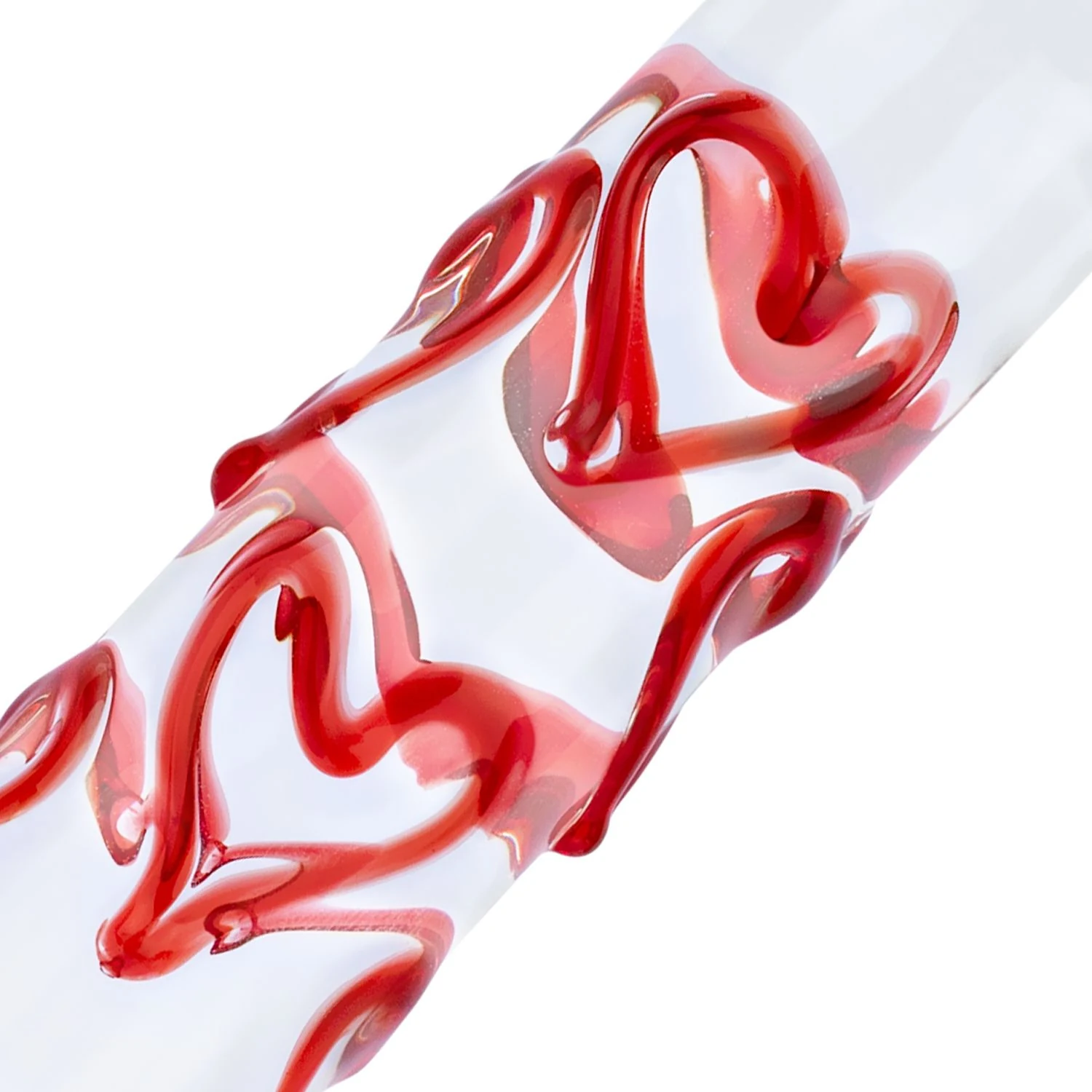 Unisex Glasdildo von Gildo, transparent und rot, 170 mm lang
