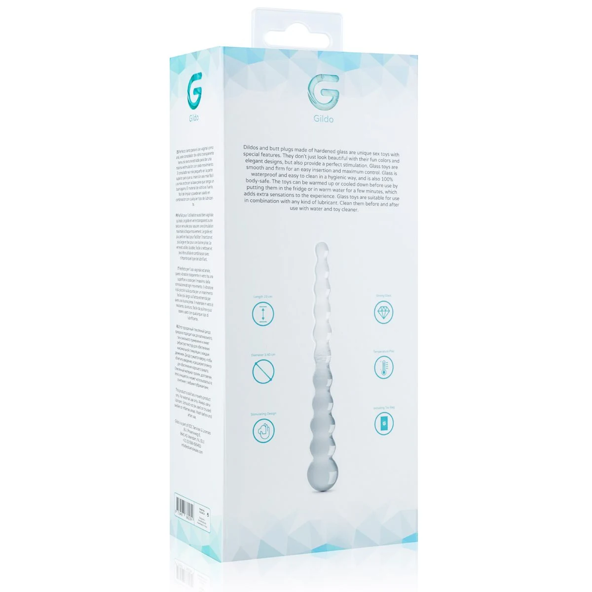 Gildo Dildo aus Glas mit 19 bis 34 mm Durchmesser in transparenter Ausführung
