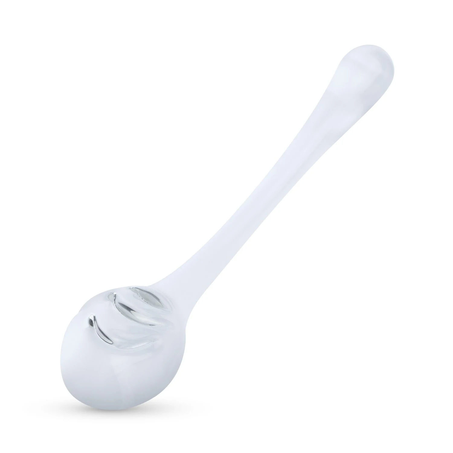 Glatter Glasdildo von Gildo mit transparenter Optik, Rillenstruktur und gebogener Spitze
