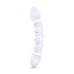 Gildo Glasdildo No. 31 doppelt aus durchsichtigem Glas mit Rillen, 17,5 cm