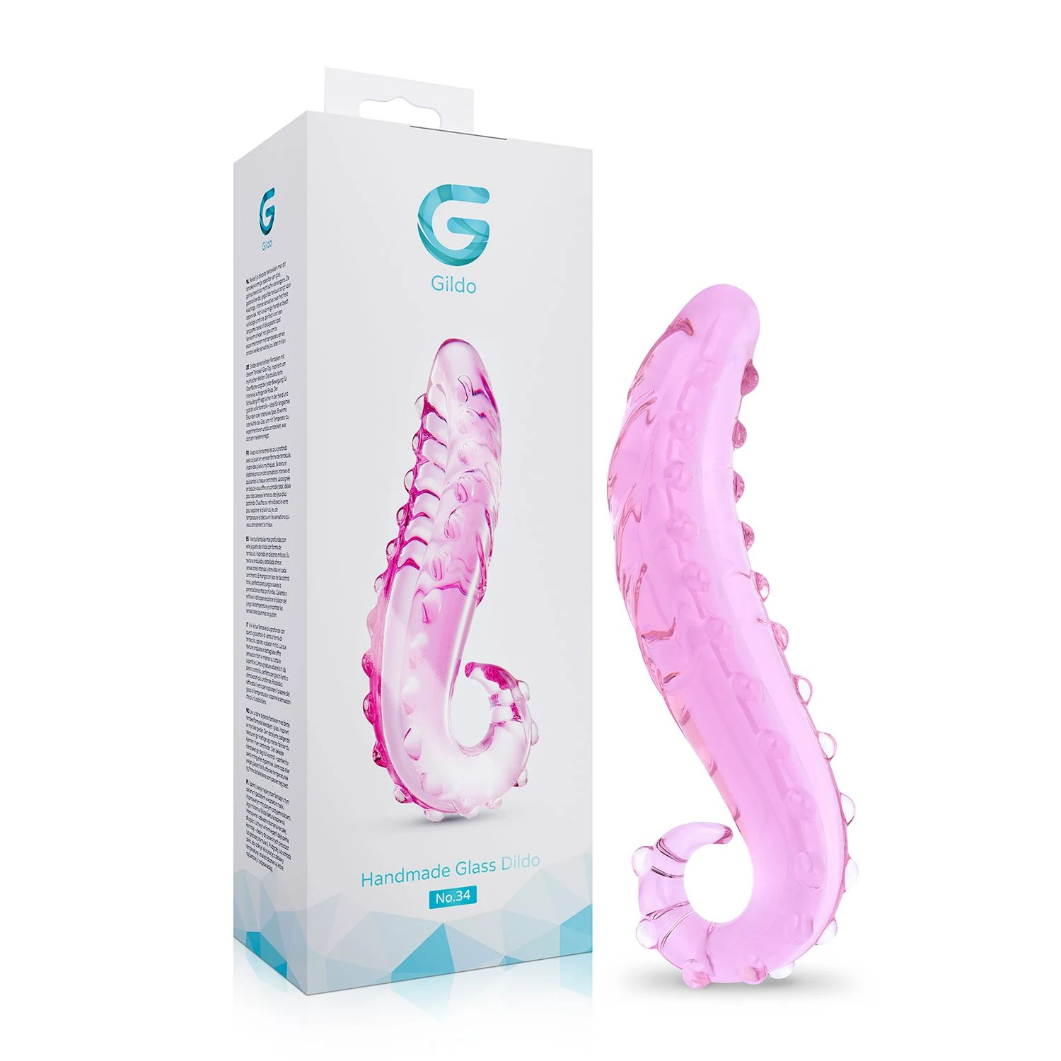Tentakel Glas Dildo aus massivem Glas mit schlaufenförmigem Griff